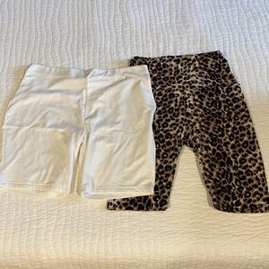 White and cheetah print biker shorts